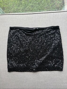 Express Black Sequin Mini Skirt